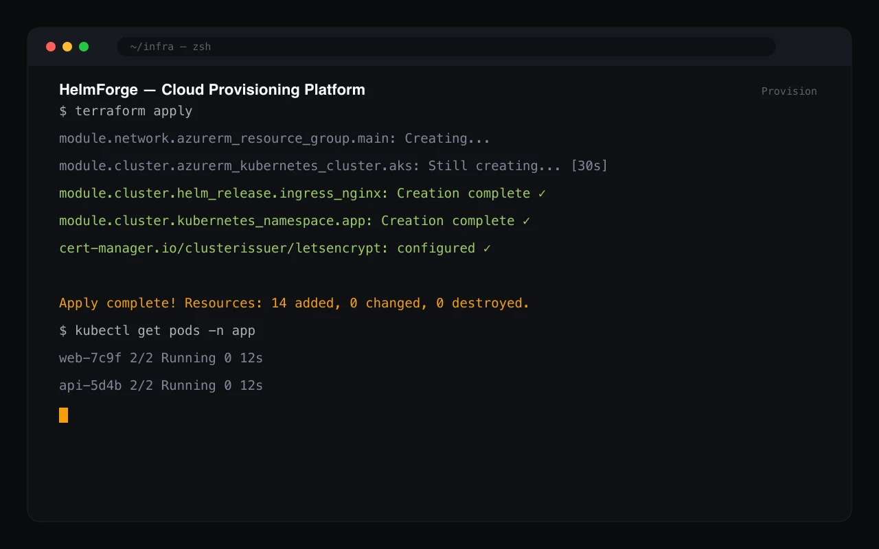 HelmForge — Cloud Provisioning Platform screenshot 1